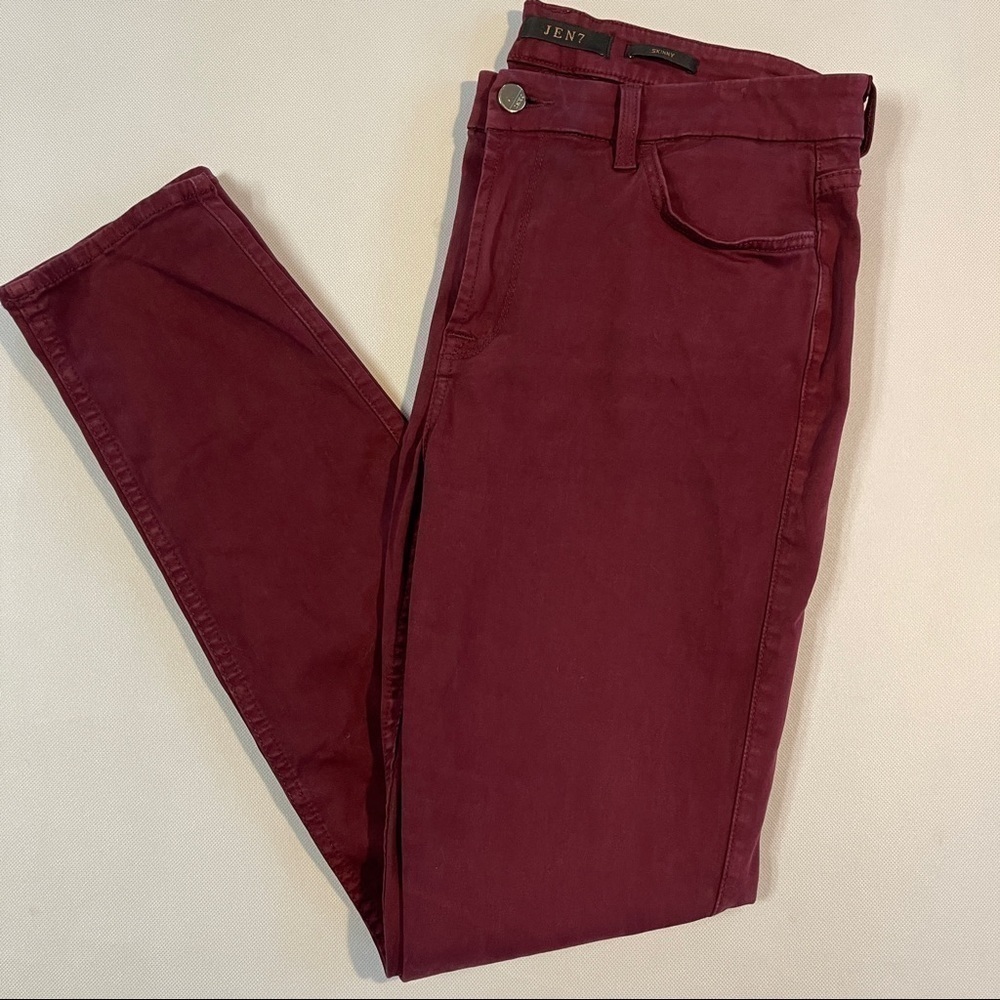 𝅺JEN 7 7 For All Mankind Burgundy Skinny Jeans Size 8